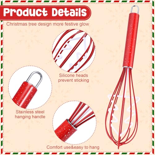 Christmas Gift Set of Silicone Wire Whisks with Cards Ribbons & Bags - 6 Sets