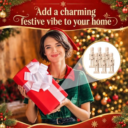Unfinished Wooden Nutcracker Soldier Craft Set - 4 Pieces, 9.84 Inch DIY Christmas Decorations