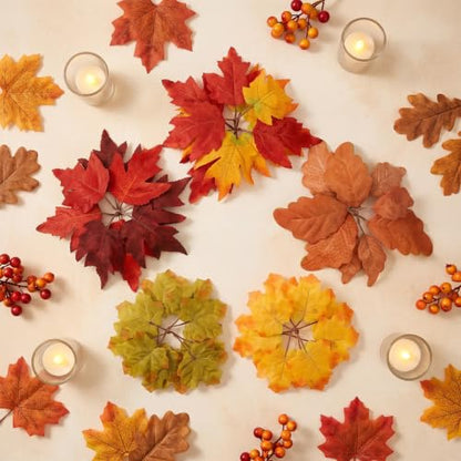 Autumn Maple Leaves Artificial Fall Decor 50 Pcs for Thanksgiving Halloween