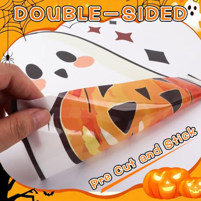 Halloween Window Clings Set - Large Ghost Bats Cats Pumpkins Spooky Decor