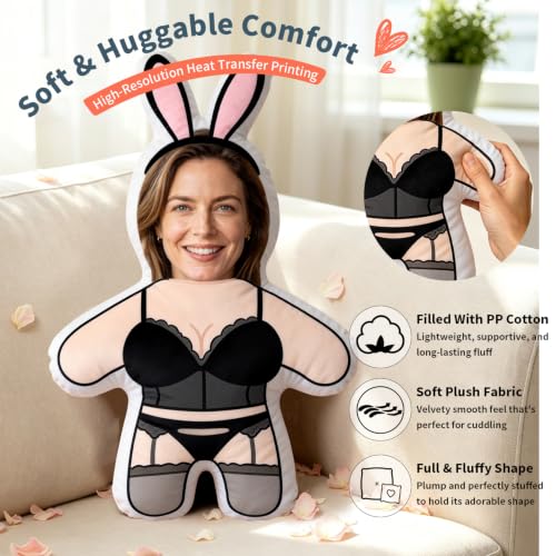 Personalized Custom Face Pillow Double Sided Photo Gift - Flexible Sizes