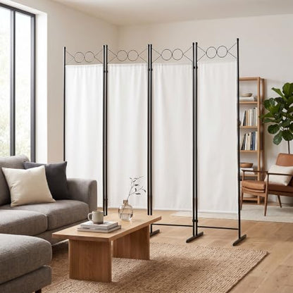 6ft Freestanding 4-Fold Room Divider Screen - Off-White (Variation: Off-white-b / 4 Panel)