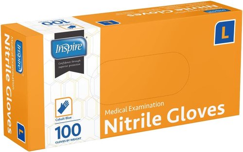 Inspire Nitrile Exam Gloves - Original Quality Stretch Cobalt Blue | Disposable Latex-Free | Size 4.5
