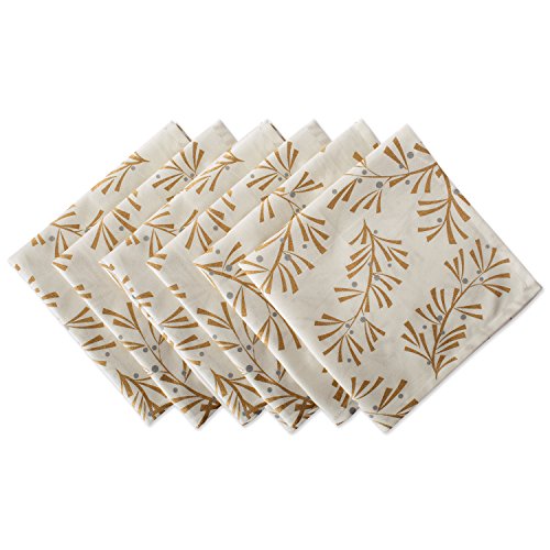 Holiday Christmas Table Linen Napkin Set - Gold Holly Leaves, 20x20, 6 Pieces Variation of THIS listing