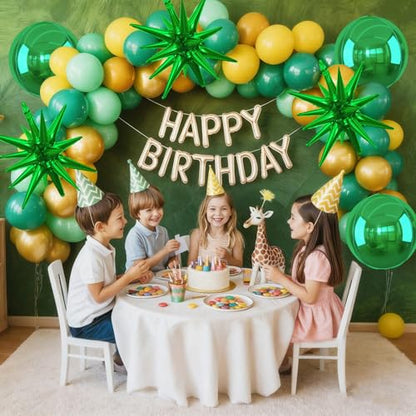 Green Foil Balloons Set - 6pcs 22 Inch Star and Round Party Balloons
