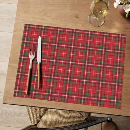 Red Buffalo Plaid Winter Placemats Set of 4 - 12x18 Inch Washable & Heat-Resistant
