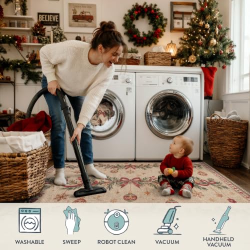 Lahome Christmas Runner Rug 2x6 ft Non Slip Holiday Hallway Kitchen Decor - Christmas Vines