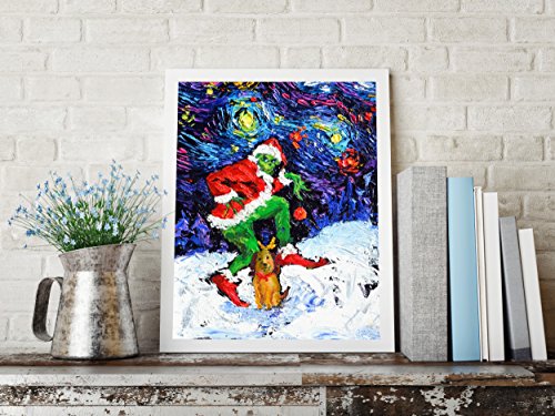 Christmas Grinch Poster Wall Art Canvas Print 18x24 Inches - Nursery Decor