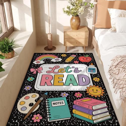 Reading Rug 4x6 Kids Play Area Rug Cartoon 05 Washable Non-Slip Bedroom Study Office