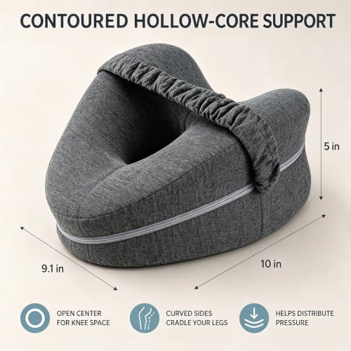 Knee Pillow for Side Sleepers with Strap - Memory Foam Support for Sciatica & Post-Surgery