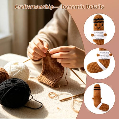 Hockey Crochet Doll - Handmade Positive Energy Gift, Brown