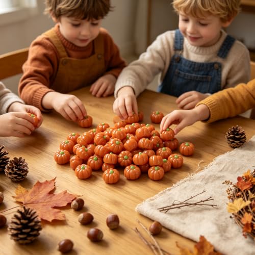 Mini Fall Pumpkin Resin Pumpkins - 120 Pcs Artificial Decor for Autumn
