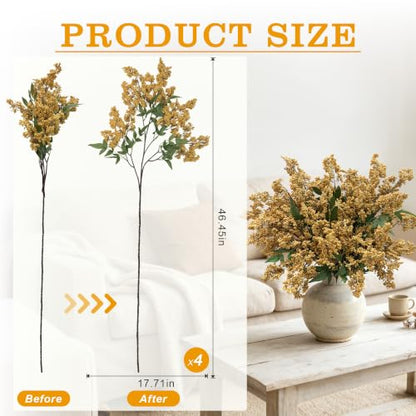 Artificial Nandina Berry Stem - Yellow 4 Pack, Faux Flowers for Decor