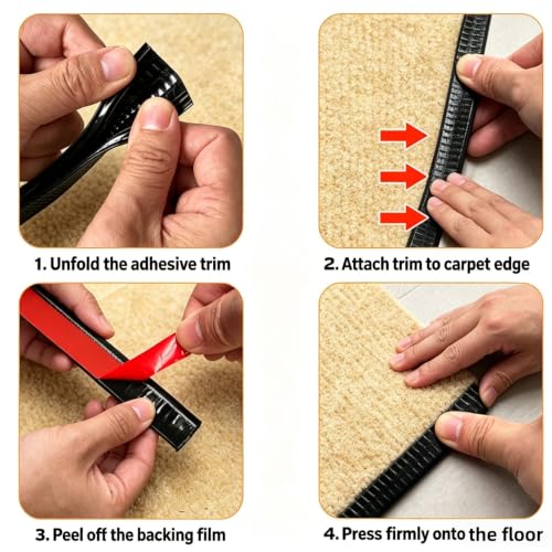 Carpet Edge Trim Protector 9.8ft Self-Adhesive Rug Transition Strip
