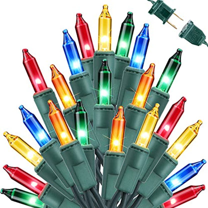 Multicolor Christmas String Lights 75ft 300 Incandescent Bulbs Connectable Indoor Outdoor