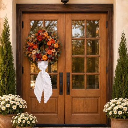 Wreath Sash for Front Door - Ruffle Ribbon for Yard & Decor - Variation 1
