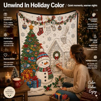 DIY Coloring Blanket Christmas Variation - Washable Sherpa Fleece with Markers