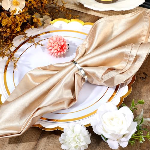 100Pcs Silver Napkin Rings Bulk - Elegant Metal Servilleteros for Weddings & Parties - Silver / 100