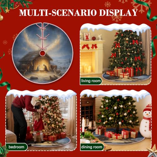 Christmas Tree Skirt 36 Inch Nativity Religious Holiday Decor
