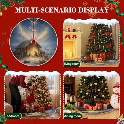 Christmas Tree Skirt 36 Inch Nativity Religious Holiday Decor