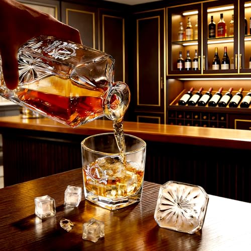 Personalized Whiskey Decanter Set with 2 Glasses S - Custom Engraved Spirits Gift