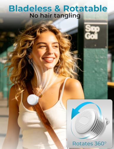 White Mini Clip-On Portable Fan - Wearable Bladeless Personal Cooler