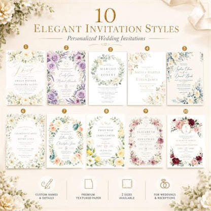 Personalized Wedding Invitations Floral Card - Color 10