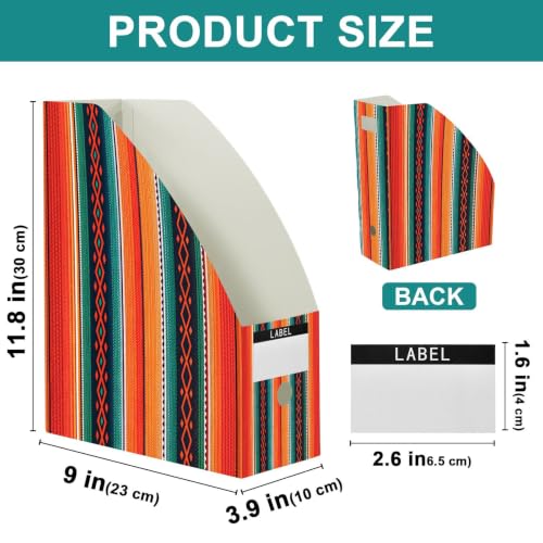 STAYTOP Mexican Ethnic Stripes Magazine File Holder 3 Pack Desk Organizer