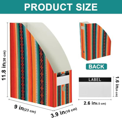 STAYTOP Mexican Ethnic Stripes Magazine File Holder 3 Pack Desk Organizer