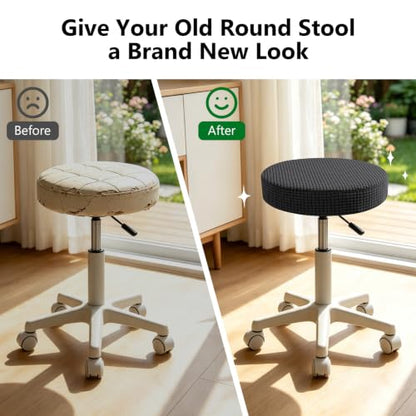 YISUN Waterproof Round Bar Stool Cover 12-15 Inch Black A01 / M - 2 Pack