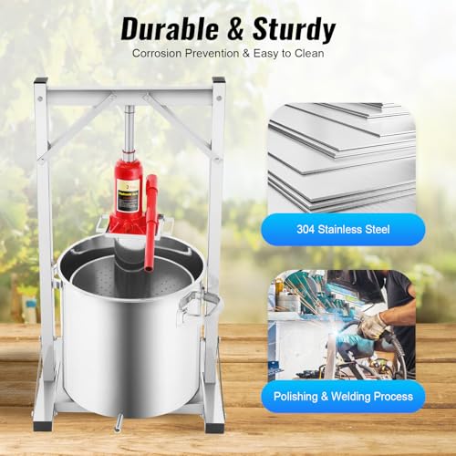 5.8 Gallon Stainless Steel Fruit Wine Press with Hydraulic Jack for Cider & Juice