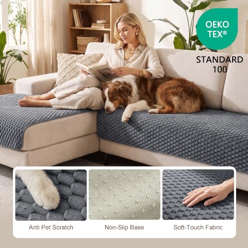 Waterproof Couch Cover for Dogs - Washable Non-Slip Sofa Protector - Dark Grey 35" x 70.9"
