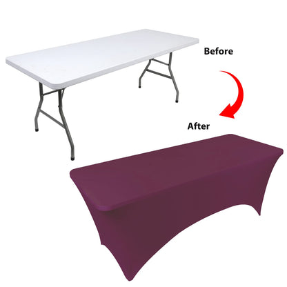 BDDC Table Covers for 4 Foot Tables, Spandex Table Covers 4ft, Burgundy Table Cloths Rectangle 4ft for Events, Wedding, Banquets & Parties