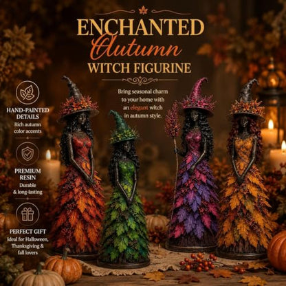 Large Midnight Bloom Witch Enchanted Autumn Resin Figurine - Fall Decor