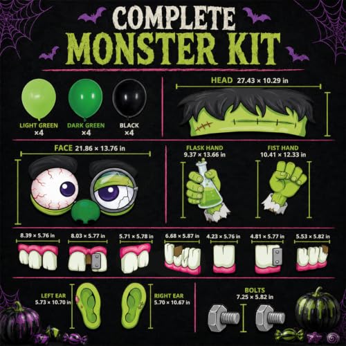 Halloween Trunk or Treat Car Decoration Kit - Green Monster Face - Frank Variation