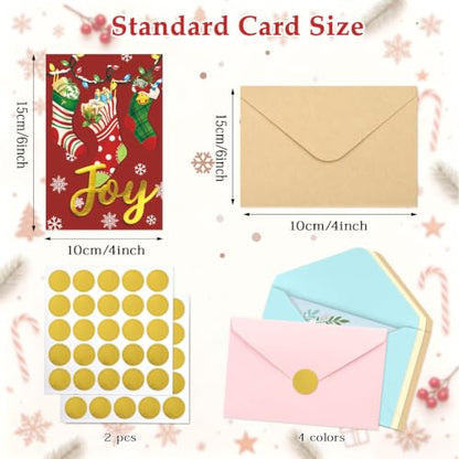 Christmas Card 36 Pack Foil Stamped Blank Greeting Cards with Envelopes - Chrastmas Variation