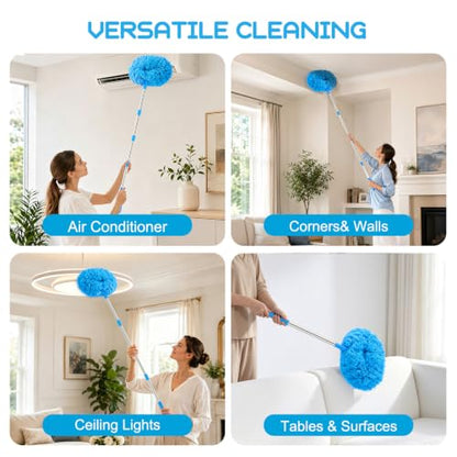Ceiling Fan Cleaner Duster with Extendable Pole – Reusable Microfiber Dusting Tool