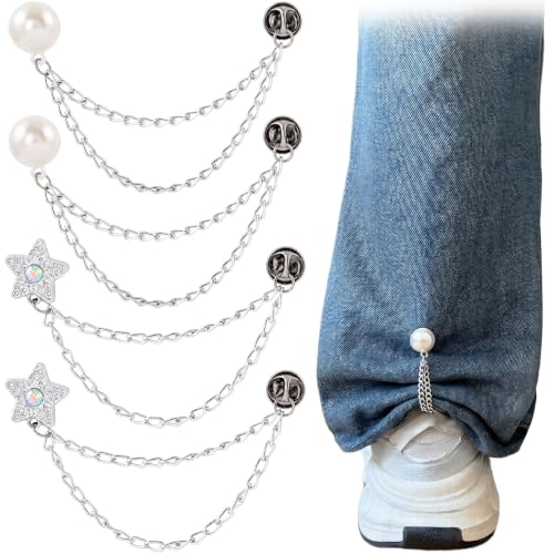 Silver Pants Hemming Clips 4-Pack with 2 Styles, Jeans & Clothing Accessories