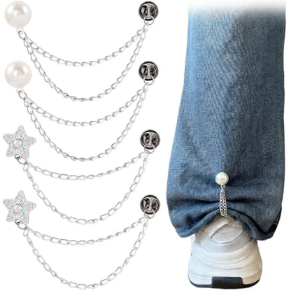 Silver Pants Hemming Clips 4-Pack with 2 Styles, Jeans & Clothing Accessories