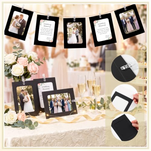 35 Pack Black Paper Photo Frames 4x6 with Clips, String & Nails