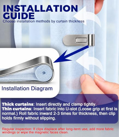 8 Pairs Magnetic Curtain Clips for No-Drill Curtain Holders - Variation of THIS listing