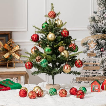 100Pcs Shatterproof Christmas Ornaments Set - Gold, Red & Green Holiday Decorations