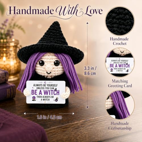 Witchy Gift for Women - Handmade Crochet Witch Decor for Halloween & Home