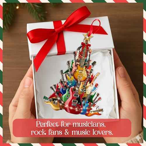 Guitar Christmas Tree Ornament ? Rockin¡¯ Acrylic Tree Decoration, Music Ornaments for Christmas, Musical Instrument Ornament, Funny Gift for Guitar Player, Music Enthusiasts, Teacher Keepsake