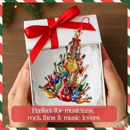 Guitar Christmas Tree Ornament ? Rockin¡¯ Acrylic Tree Decoration, Music Ornaments for Christmas, Musical Instrument Ornament, Funny Gift for Guitar Player, Music Enthusiasts, Teacher Keepsake