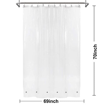 Barossa Design Plastic Shower Curtain Liner 69" x 70" with 6 Magnets - Waterproof PEVA Shower Liner for Standard Size Bathroom, PVC Free, Metal Grommets - Clear, 69X70