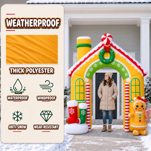 10FT Christmas Inflatable Gingerbread House Archway Outdoor Decoration