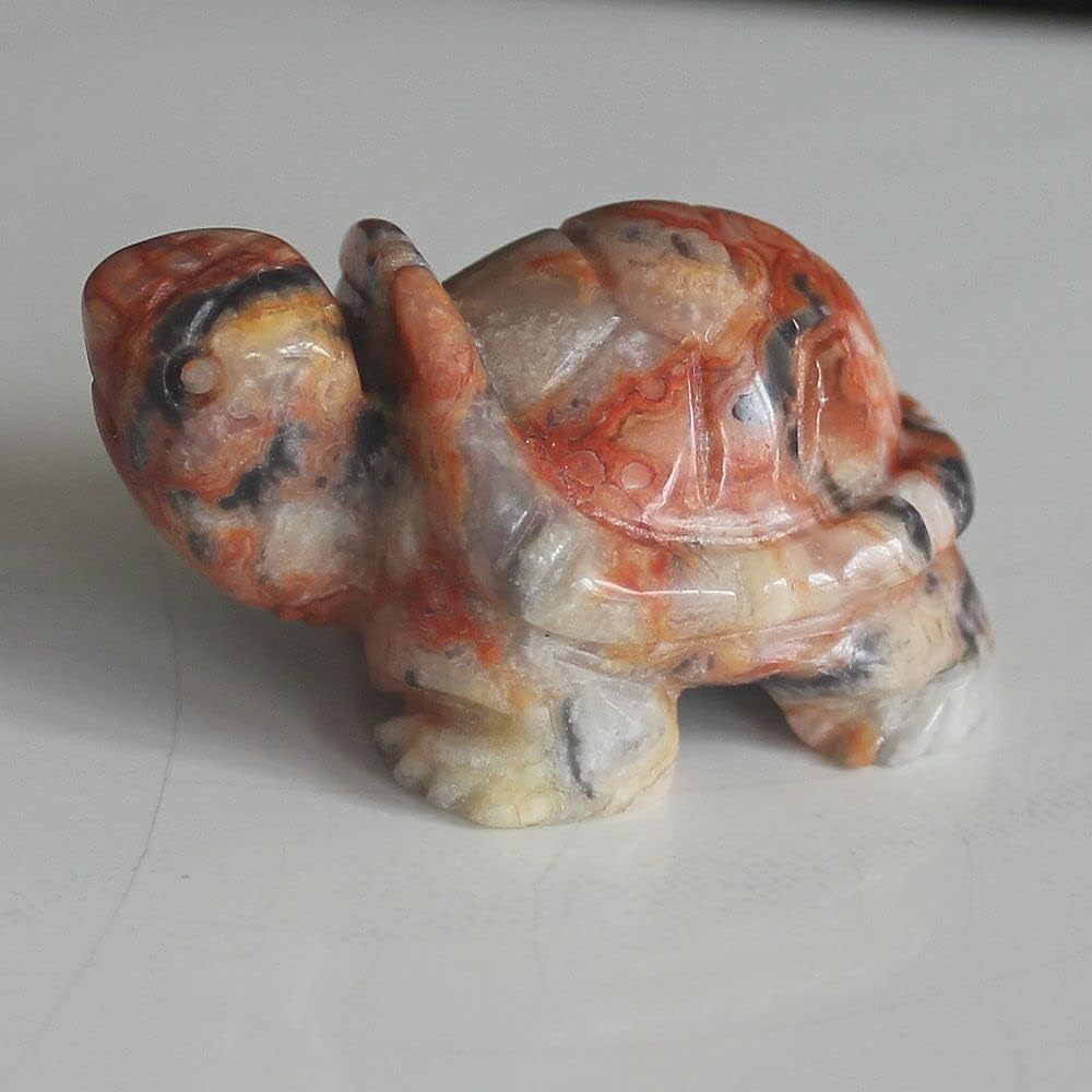 Skiennix 1.5'' Hand-Carved Gemstone Crystal Quartz Turtle Figurine | Unique Home Decor Accent