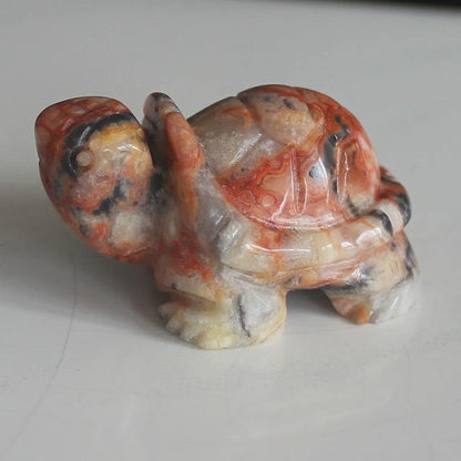 Skiennix 1.5'' Hand-Carved Gemstone Crystal Quartz Turtle Figurine | Unique Home Decor Accent