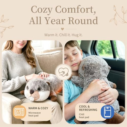 Large Weighted Beaver Plush Toy with Removable Heating Pad - 18 Inch Cozy Woodland Animal